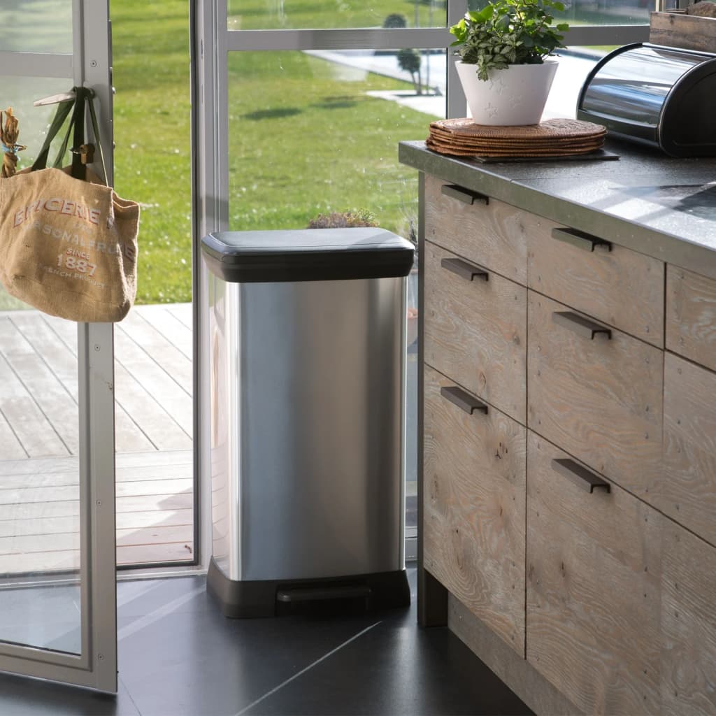 Curver dobbelt pedalspand deco 23 l +23 l sølvfarvet - number 8.