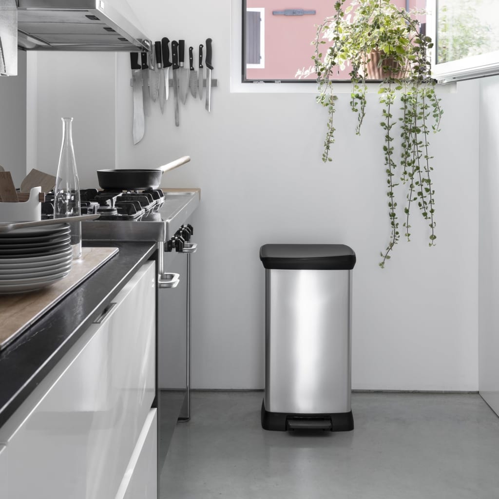 Curver dobbelt pedalspand deco 23 l +23 l sølvfarvet - number 10.