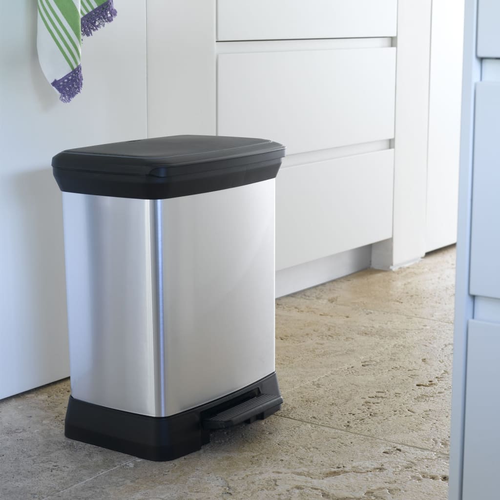 Curver pedalspand deco rektangulær 30 l sølvfarvet - number 7.