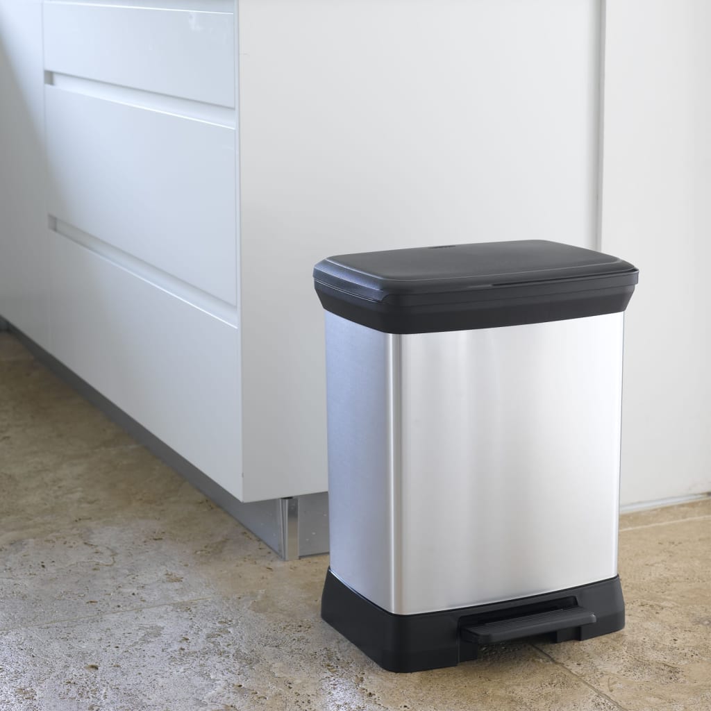 Curver pedalspand deco rektangulær 30 l sølvfarvet - number 6.