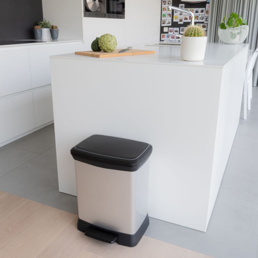 Curver pedalspand deco rektangulær 30 l sølvfarvet - number 9.