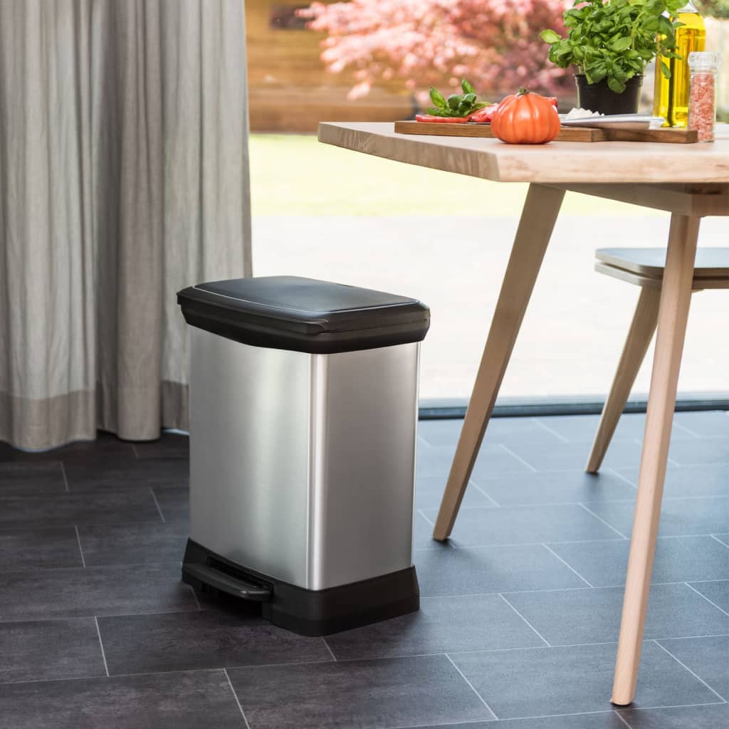 Curver pedalspand deco rektangulær 30 l sølvfarvet - number 8.