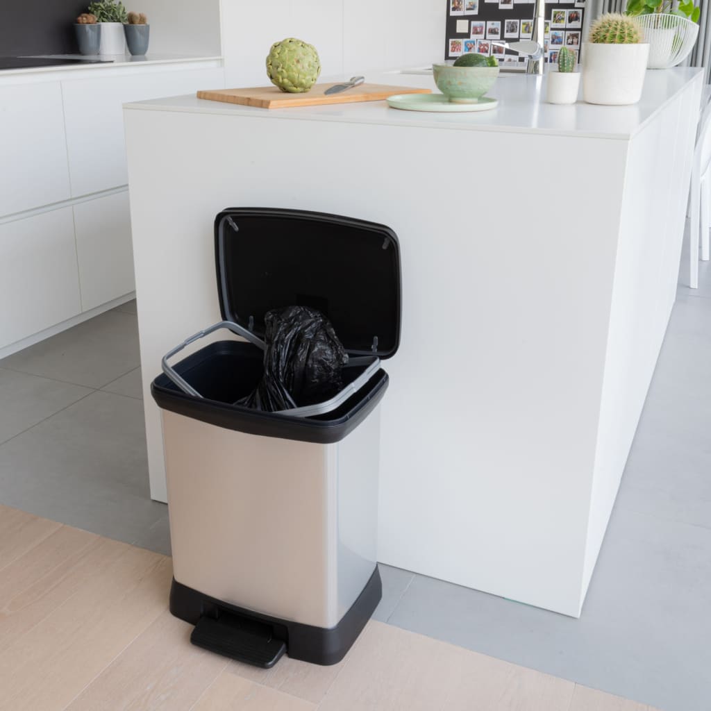 Curver pedalspand deco rektangulær 30 l sølvfarvet - number 11.