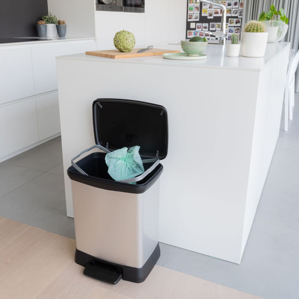 Curver pedalspand deco rektangulær 30 l sølvfarvet - number 10.