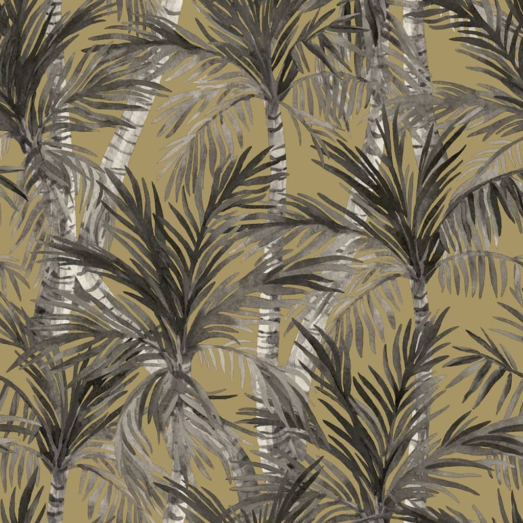 Dutch wallcoverings tapet palm trees guldfarvet og sort - number 2.