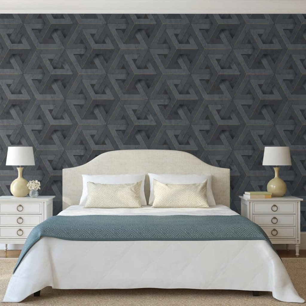 Dutch wallcoverings wallpaper onyx anthracite gray and gold - number 1.