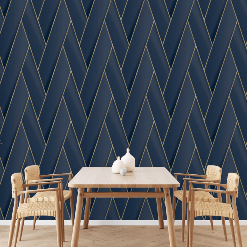 Dutch wallcoverings tapet geometric blå og guldfarvet - number 5.