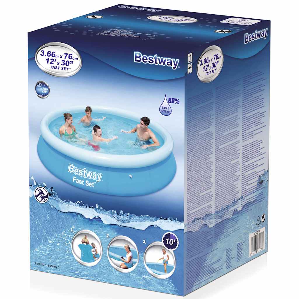 Bestway fast set oppustelig swimmingpool rund 366 x 76 cm 57273 - number 3.