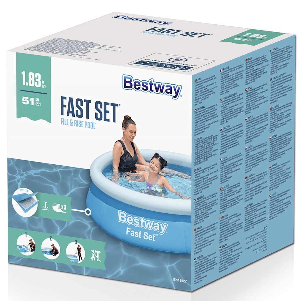 Bestway oppustelig pool fast set 183x51 cm rund blå - number 3.