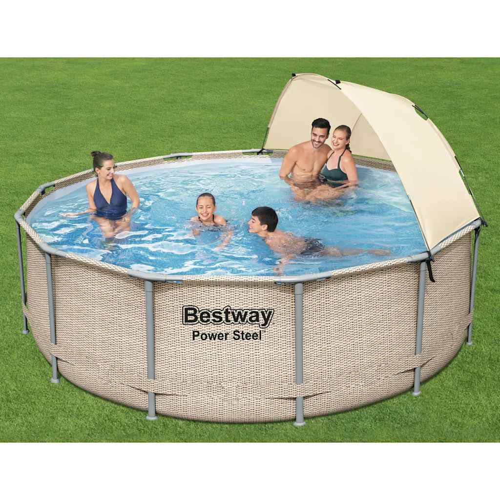 Bestway power steel swimmingpoolsæt med baldakin 396x107 cm - number 1.