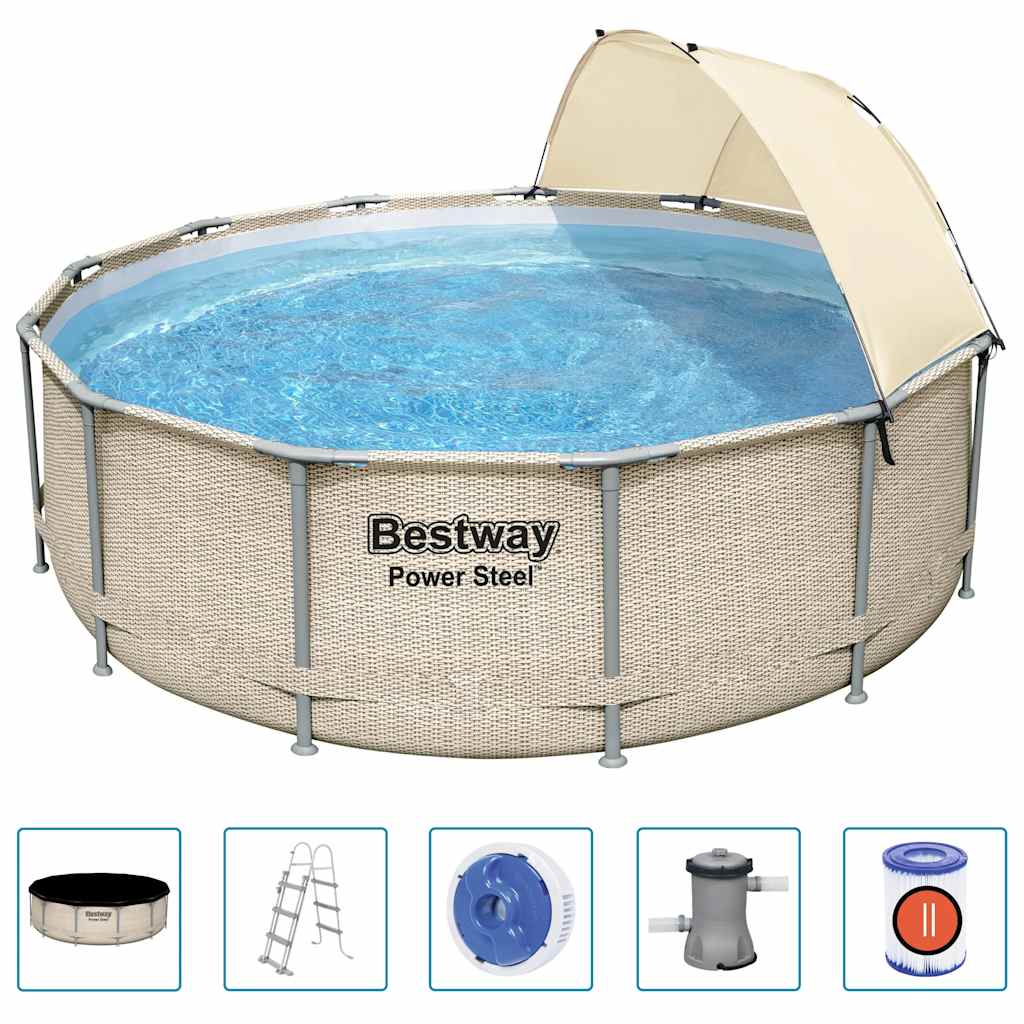 Bestway power steel swimmingpoolsæt med baldakin 396x107 cm - number 2.