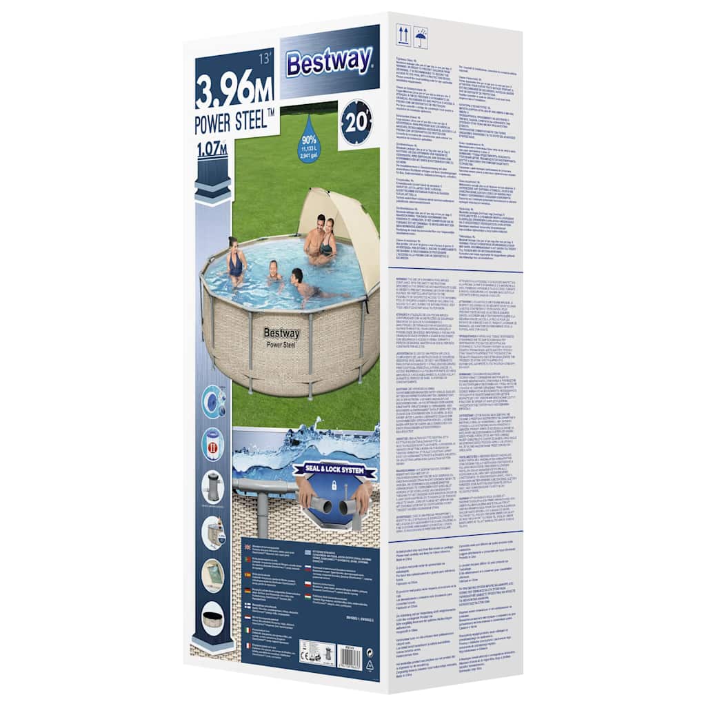 Bestway power steel swimmingpoolsæt med baldakin 396x107 cm - number 11.