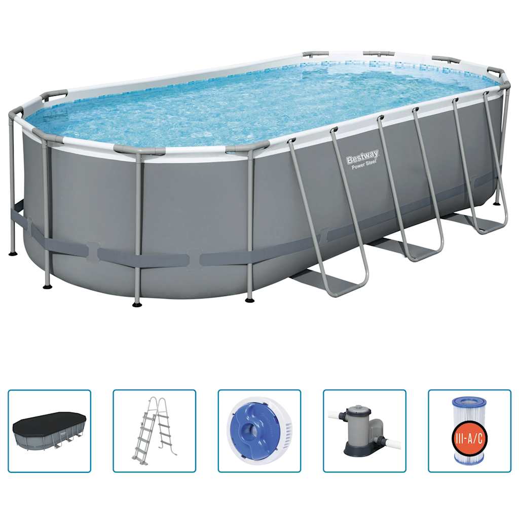 Bestway power steel fritstående pool 549x274x122 cm oval - number 2.
