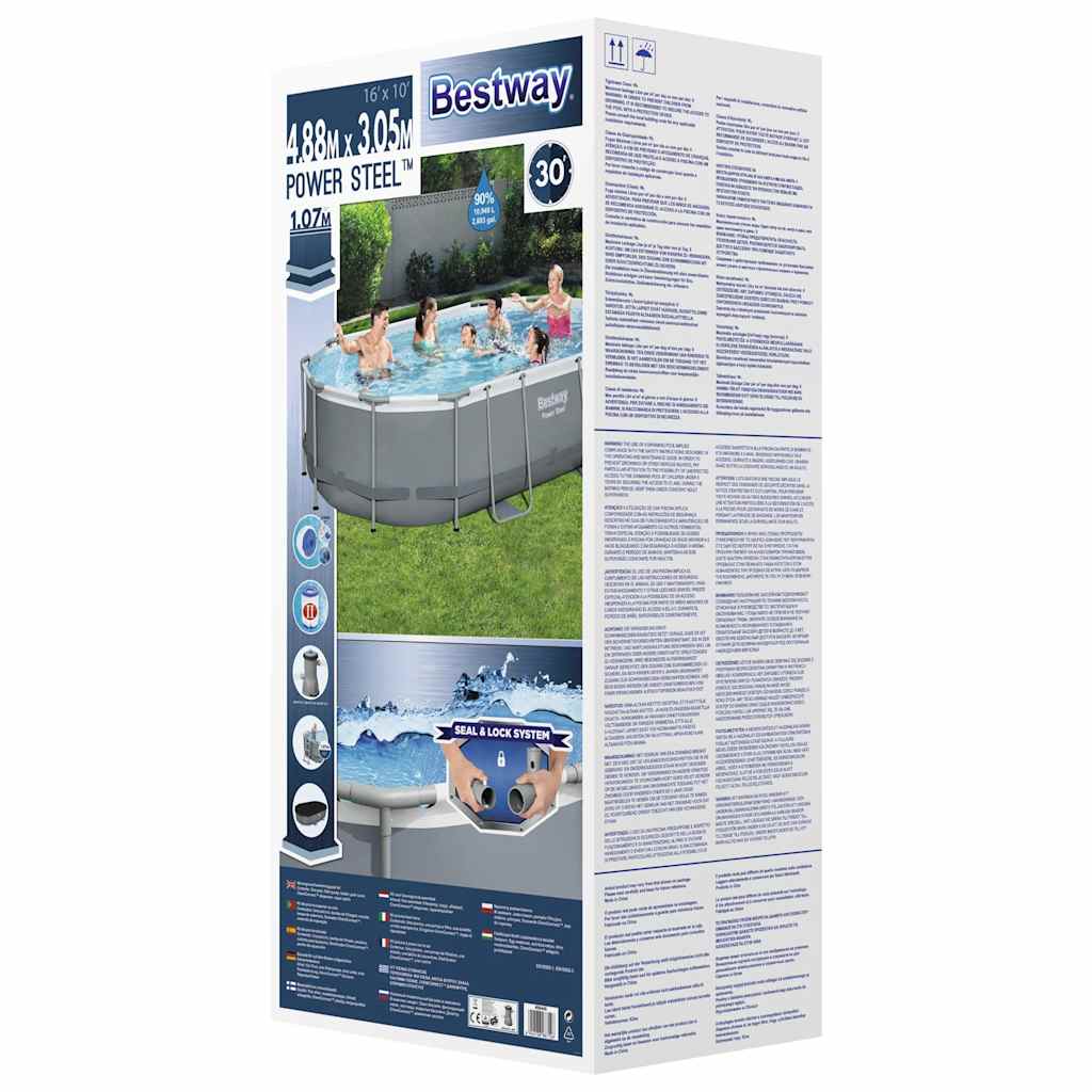 Bestway power steel swimmingpoolsæt 488x305x107 cm oval - number 10.