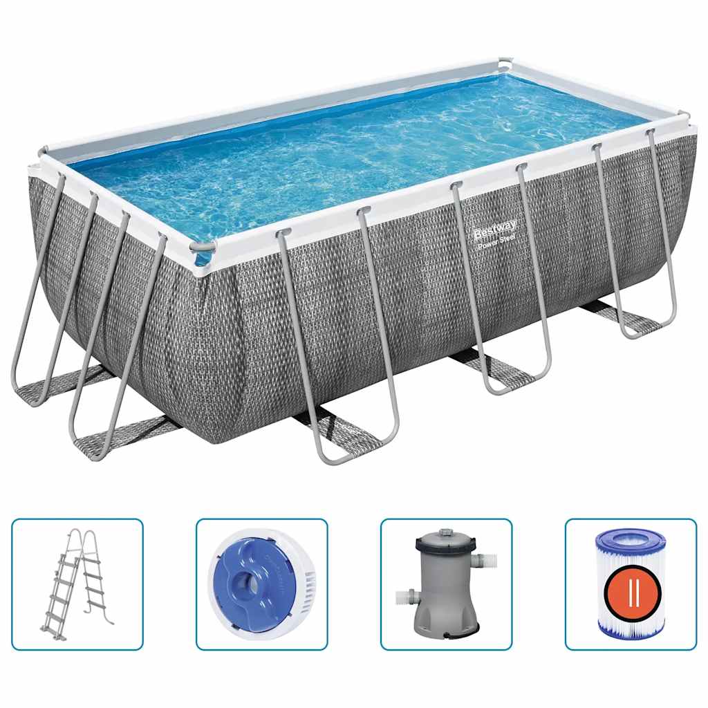 Bestway power steel swimmingpoolsæt rektangulær 412x201x122 cm - number 2.