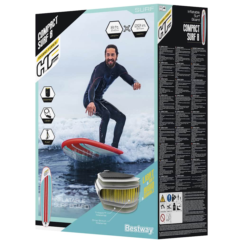 Bestway hydro-force oppusteligt sup-bræt compact surf 8 243x57x7 cm - number 9.