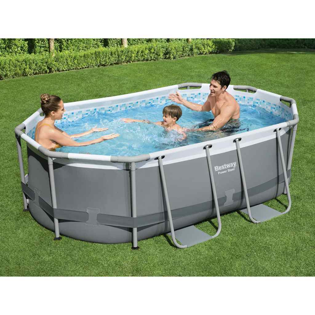 Bestway power steel fritstående pool 305x200x84 cm oval - number 1.