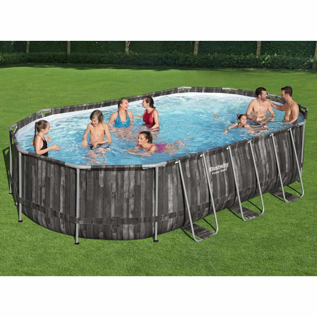 Bestway power steel swimmingpoolsæt 488x305x107 cm oval - number 1.