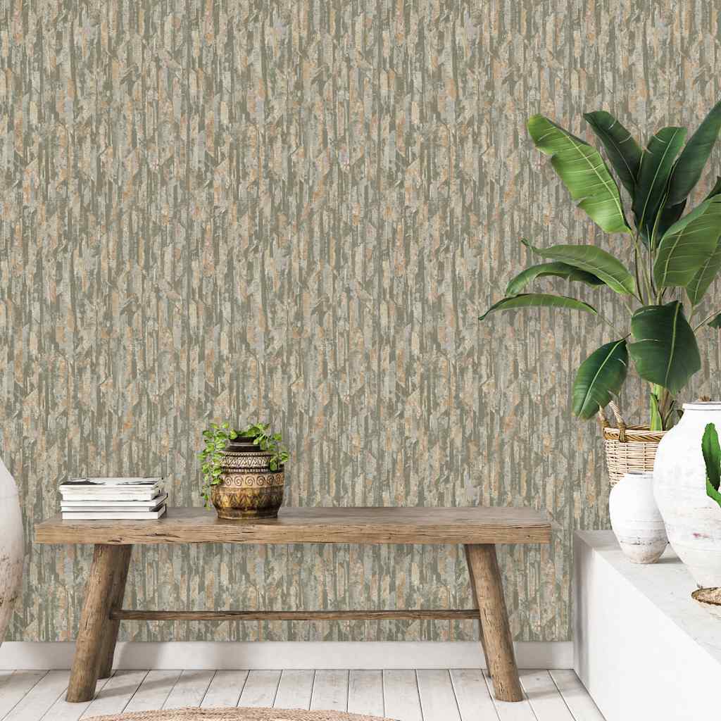 Dutch wallcoverings tapet phoenix grøn og beige - number 1.