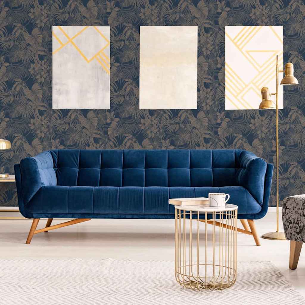Dutch wallcoverings tapet joelle sølvfarvet og blå - number 5.