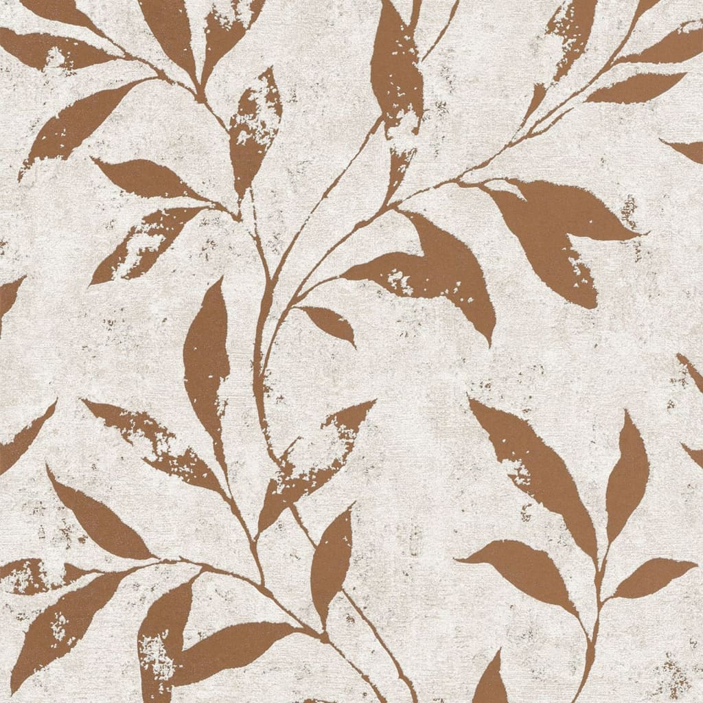 Dutch wallcoverings wallpaper leafs beige and brown - number 2.