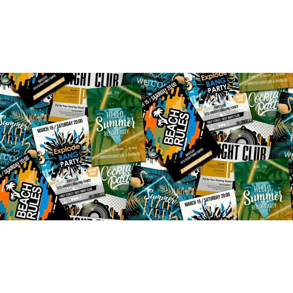 Noordwand tapet good vibes club posters grøn og orange - number 3.