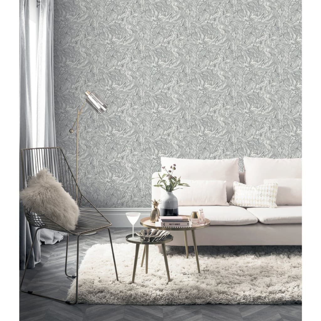 Dutch wallcoverings wallpaper liquid marble grey - number 1.