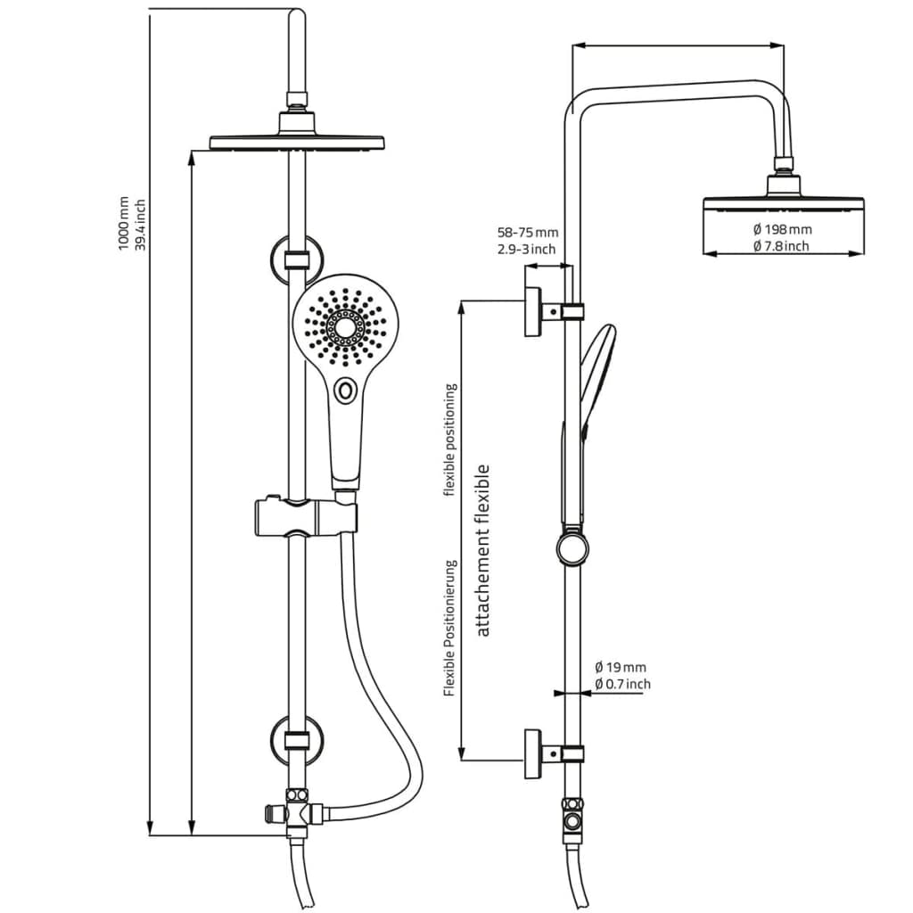 Kišni tuš ridder s masažnom tuš glavom bahamas krom 91440 - number 6.