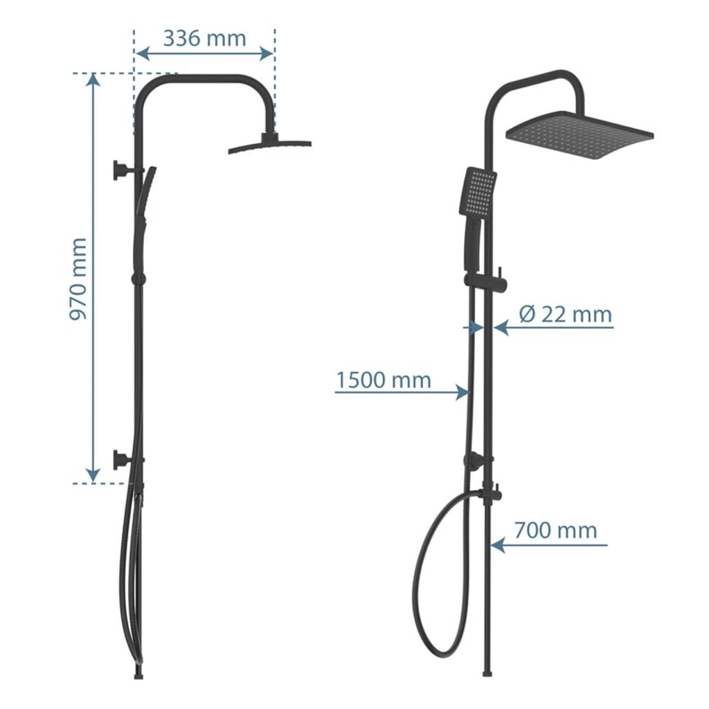 Schütte huvudduschset mallorca mattsvart - number 12.