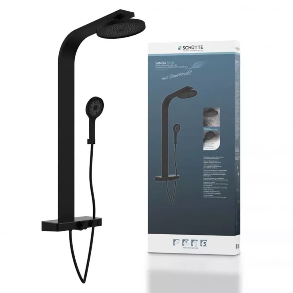 Schütte huvudduschset med termostatblandare samoa regn mattsvart - number 7.