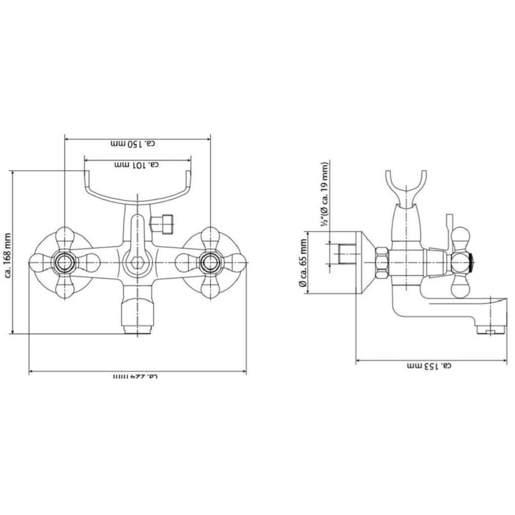 Schütte blandingsbatteri til kar med håndbruser og 2 greb elk krom - number 5.