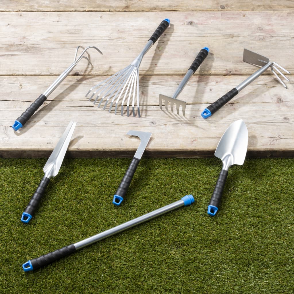 Hi garden tool set in 8 parts metal silver - number 1.
