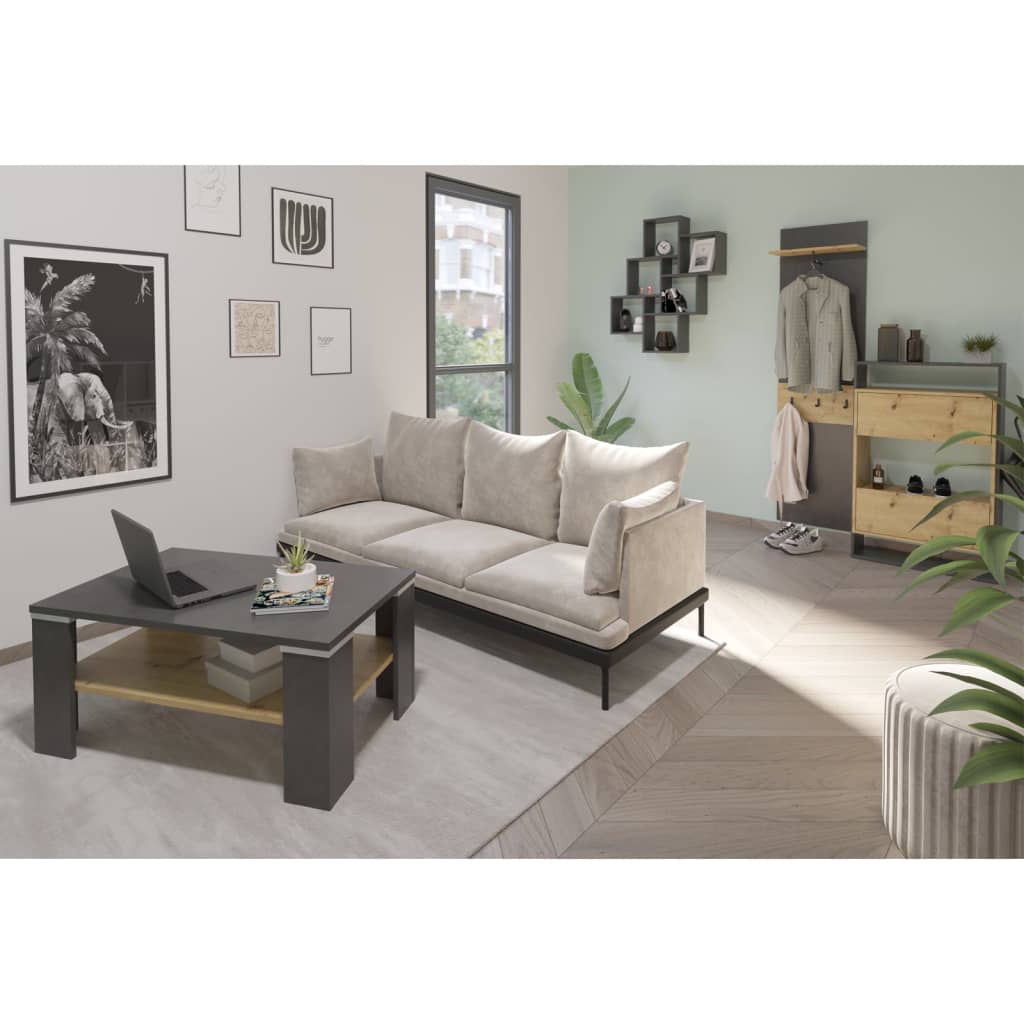 Fmd væghængt knagerække med hylde 50x23x188 cm matera og egetræ - number 1.