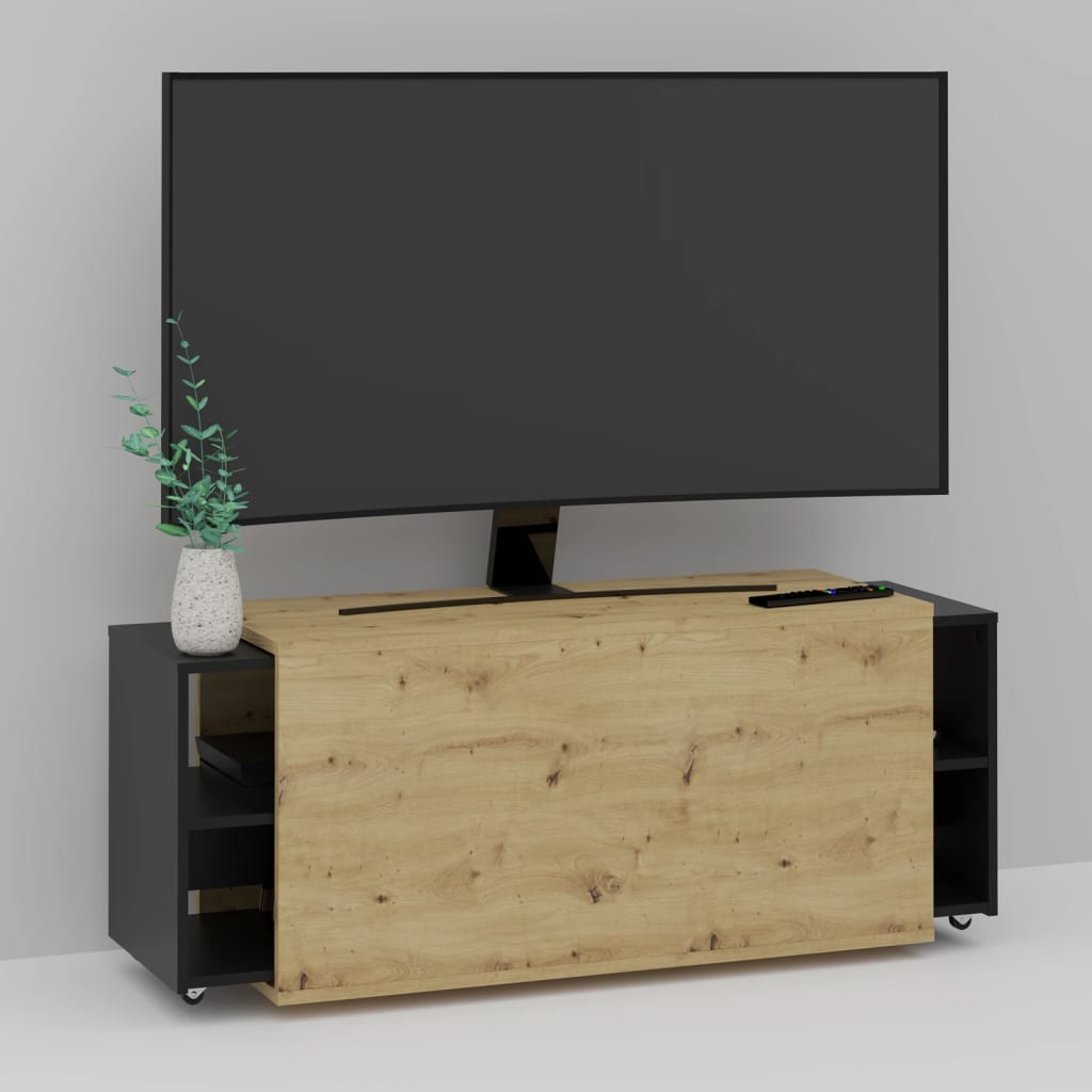 Fmd tv-skab 194,5x39,9x49,2 cm egetræsfarvet og sort - number 1.