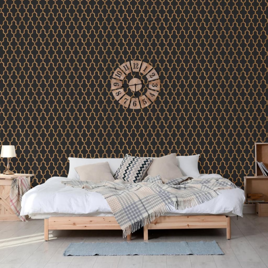 Dutch wallcoverings tapet geometric sort og guldfarvet - number 1.