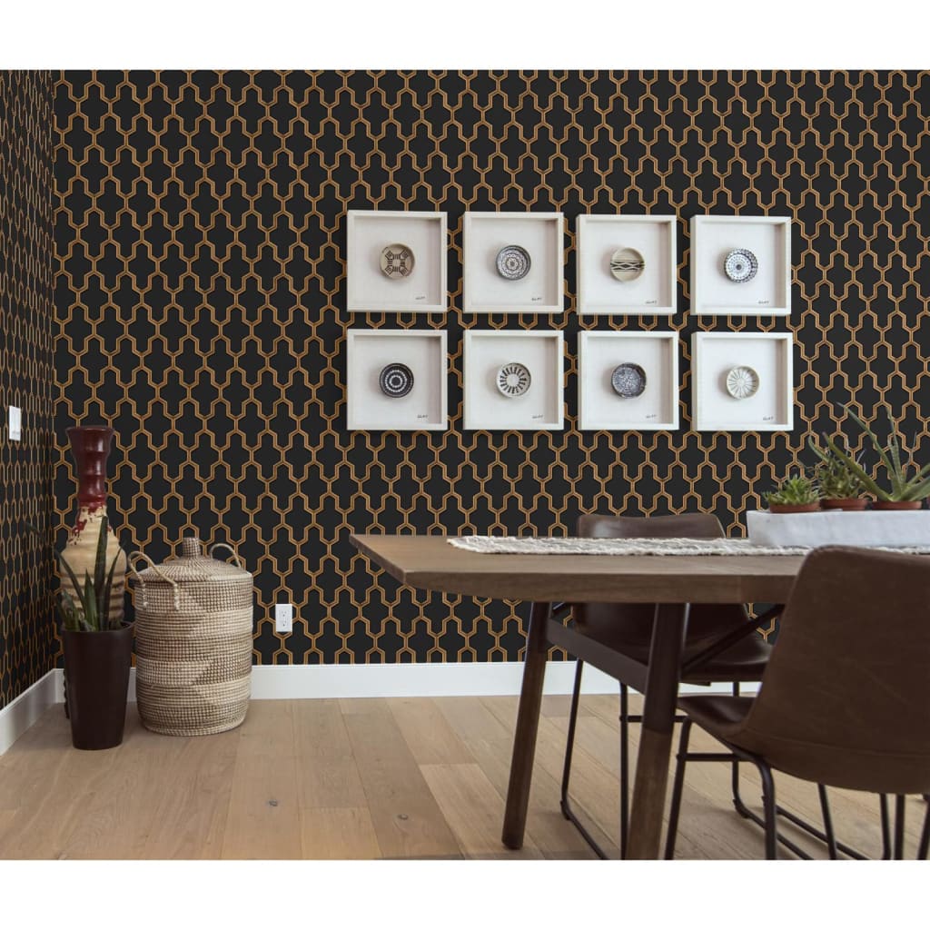 Dutch wallcoverings wallpaper geometric black and gold - number 5.