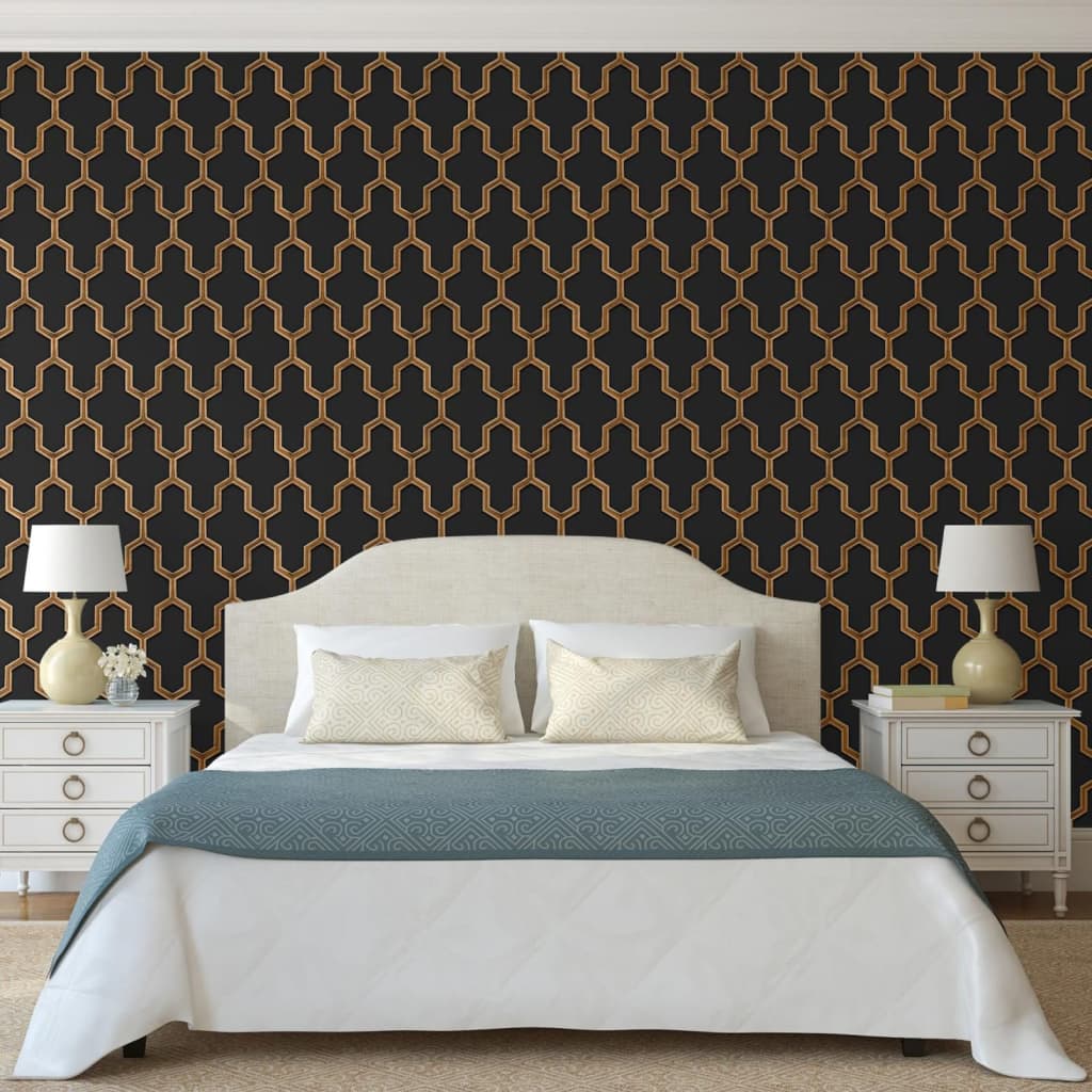 Dutch wallcoverings wallpaper geometric black and gold - number 4.