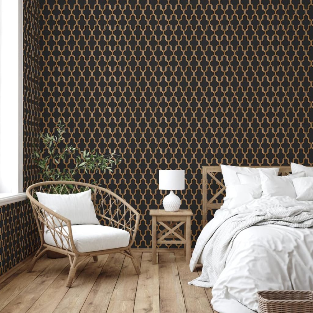 Dutch wallcoverings wallpaper geometric black and gold - number 7.