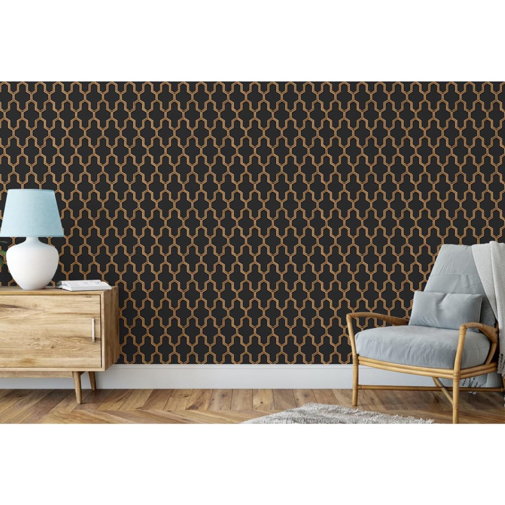Dutch wallcoverings wallpaper geometric black and gold - number 8.