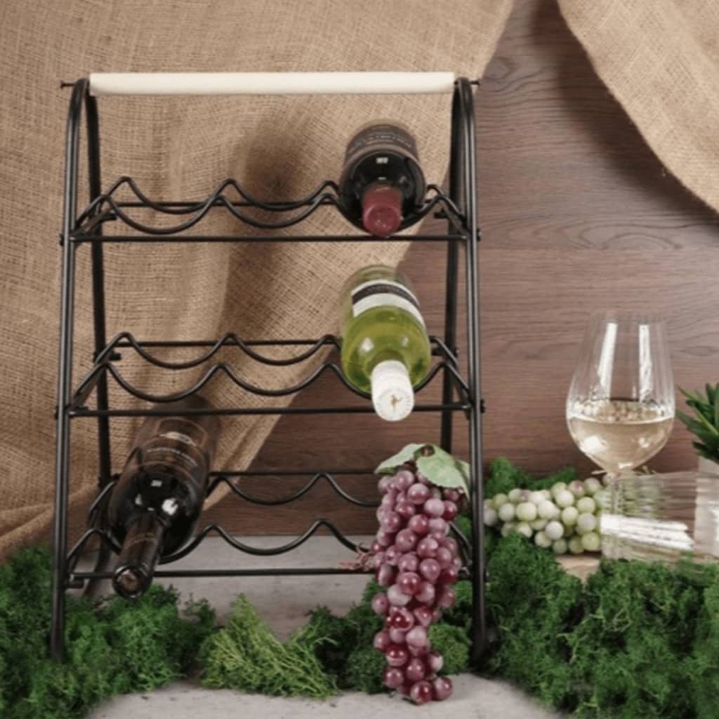 Home&styling vinreol til 9 flasker metal sort og naturfarvet - number 1.