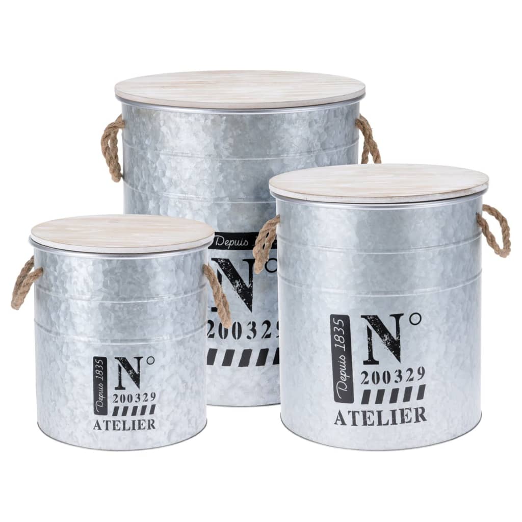 H&s collection storage boxes 3 pieces with rope zinc - number 1.