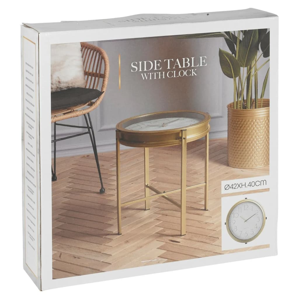 Home&styling sidebord med ur guldfarvet - number 6.