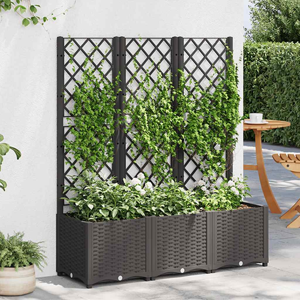 Plantekasse med espalier pp - sort, 120 x 40 x 136 cm, 1 - number 1.