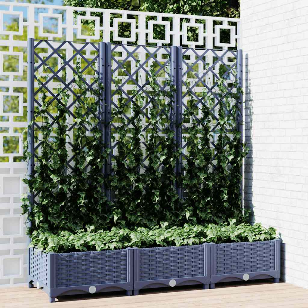 Planter with trellis 120x40x121.5 cm pp blue-grey - number 1.