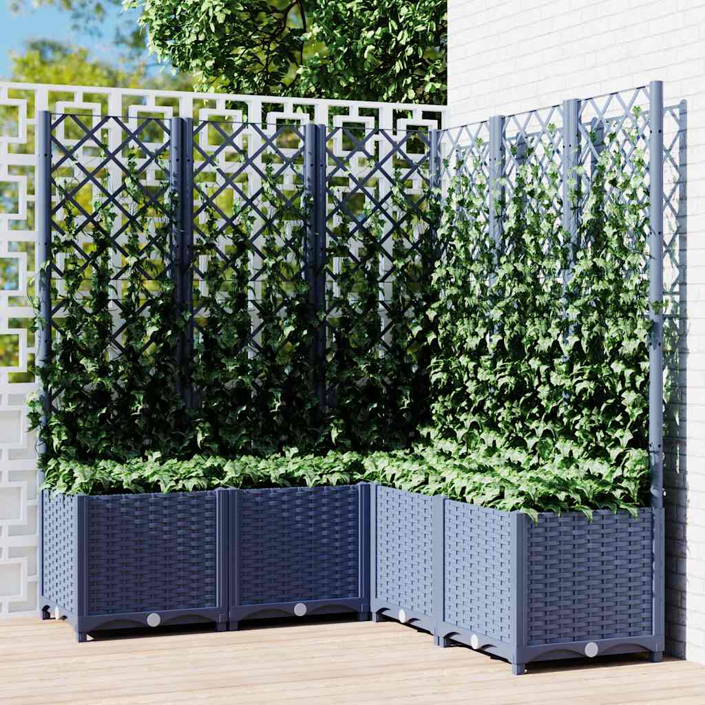 Planter with trellis 120x120x136 cm pp blue-grey - number 1.