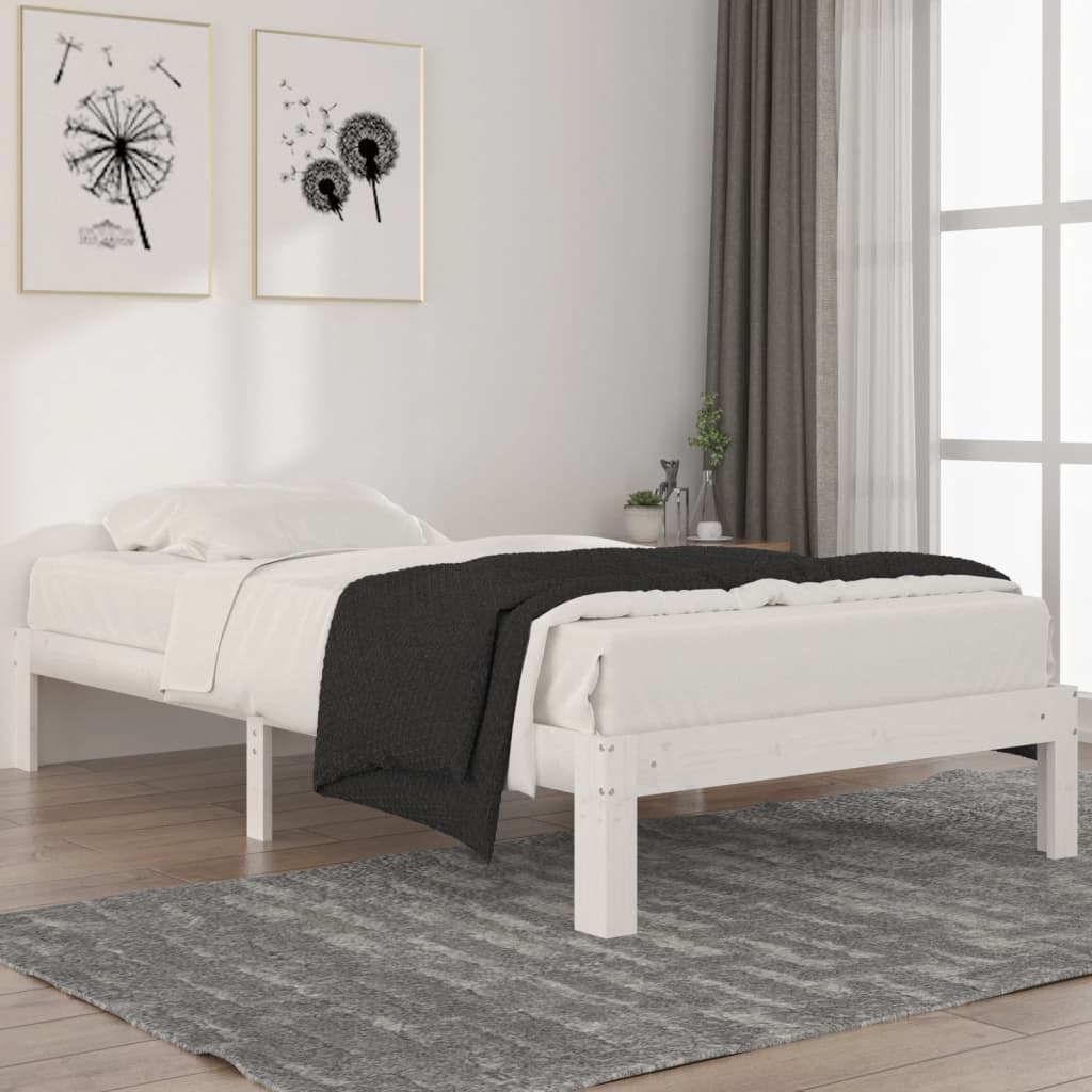 Sengeramme 100x200 cm massivt fyrretræ hvid - number 1.