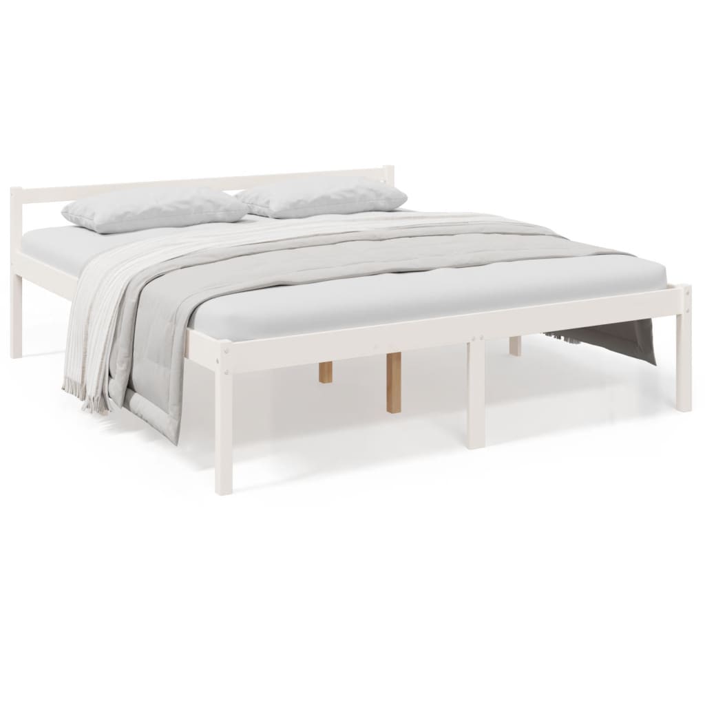 Senior bed 180x200 cm super kingsize solid pine white - number 2.