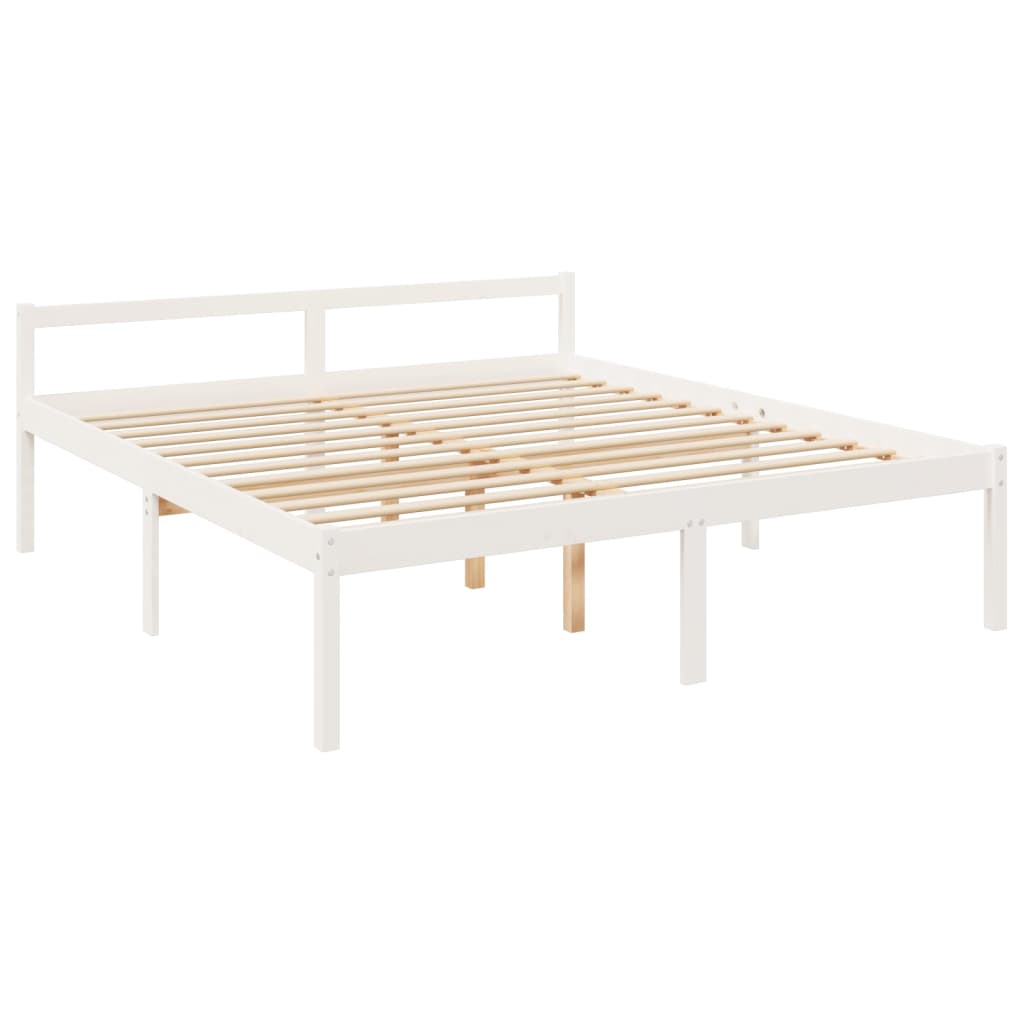 Senior bed 180x200 cm super kingsize solid pine white - number 3.