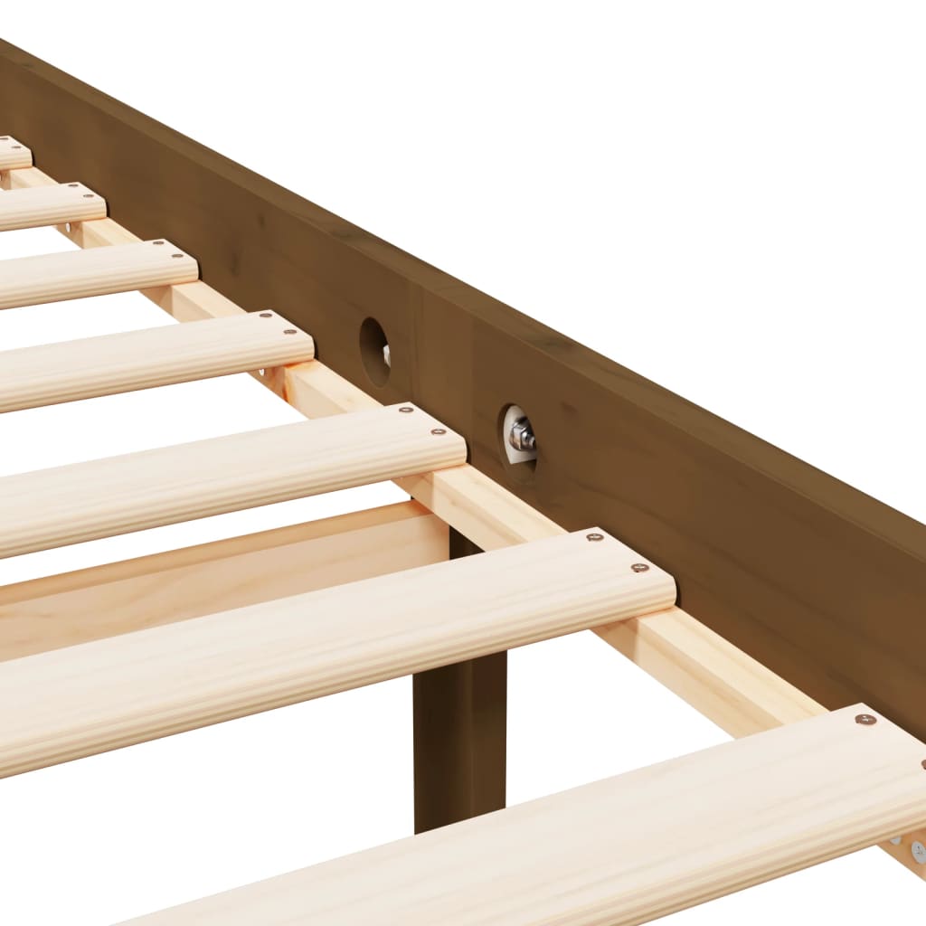 Cadre de lit 200x200 cm pin massif brun doré - number 8.