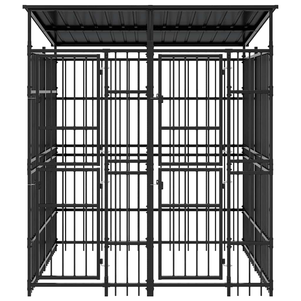 Aire de jeux pour chiens en plein air 3,69 m² en acier - 192 x 192 x 200 cm, 1, avec toit - number 4.